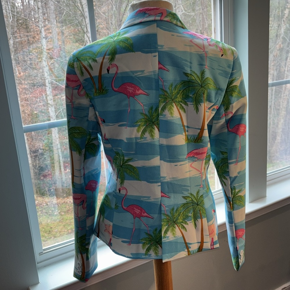 NWT opposuits flamingo 2 pc suit blazer jacket skirt set size 10 preppy lilly - Picture 8 of 13